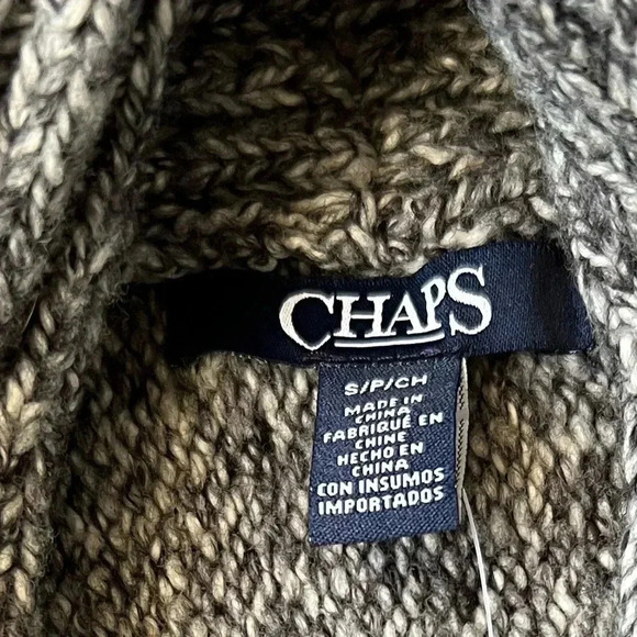 Chaps Gray Cardigan Sweater Gray Oversized Collar Size Small. Nwt - Picture 3 of 8